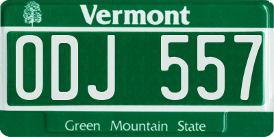 VT license plate ODJ557
