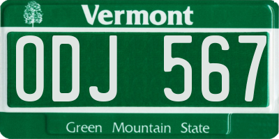 VT license plate ODJ567