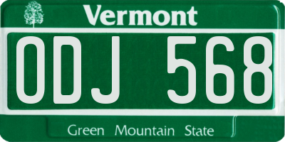 VT license plate ODJ568