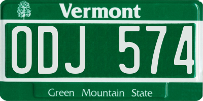 VT license plate ODJ574
