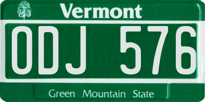 VT license plate ODJ576
