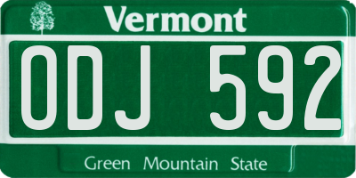 VT license plate ODJ592