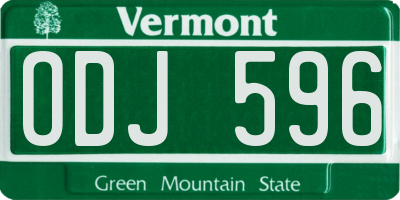 VT license plate ODJ596