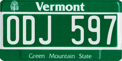 VT license plate ODJ597