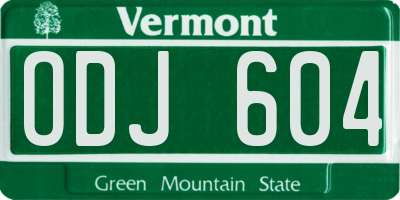 VT license plate ODJ604