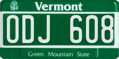 VT license plate ODJ608