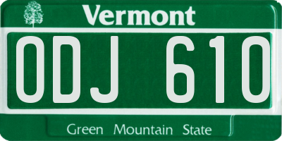 VT license plate ODJ610