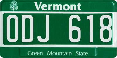 VT license plate ODJ618