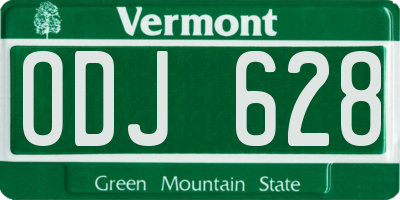 VT license plate ODJ628