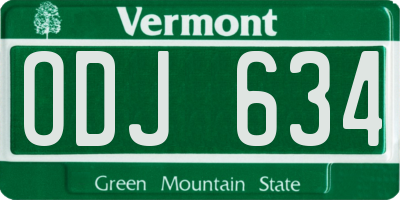 VT license plate ODJ634