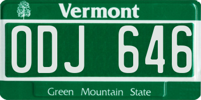VT license plate ODJ646