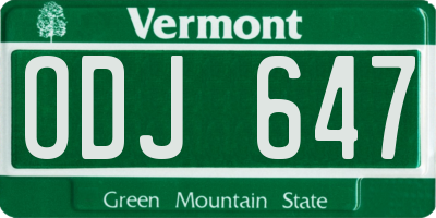 VT license plate ODJ647
