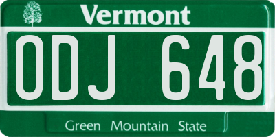 VT license plate ODJ648