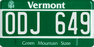VT license plate ODJ649