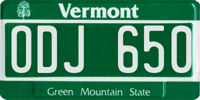 VT license plate ODJ650