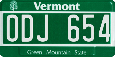 VT license plate ODJ654