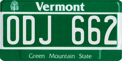 VT license plate ODJ662