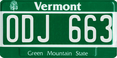 VT license plate ODJ663