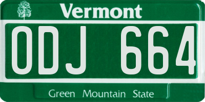 VT license plate ODJ664