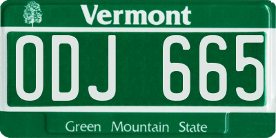 VT license plate ODJ665