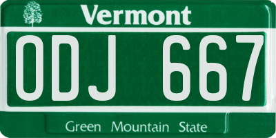 VT license plate ODJ667