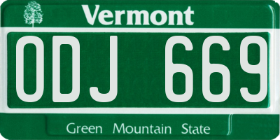 VT license plate ODJ669