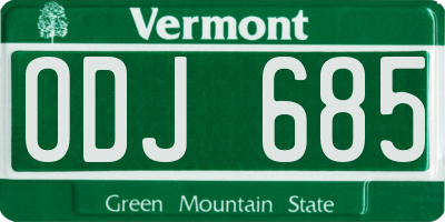 VT license plate ODJ685