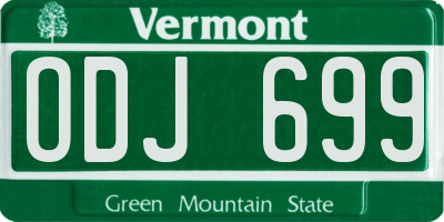 VT license plate ODJ699