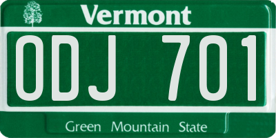 VT license plate ODJ701
