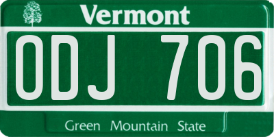 VT license plate ODJ706