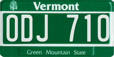 VT license plate ODJ710