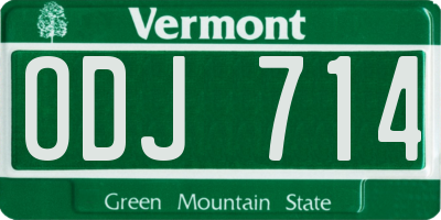 VT license plate ODJ714