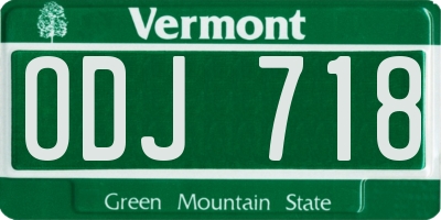 VT license plate ODJ718
