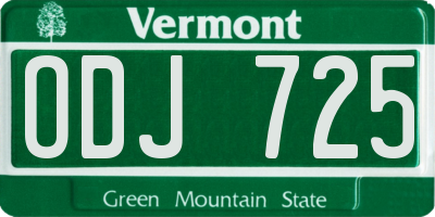 VT license plate ODJ725