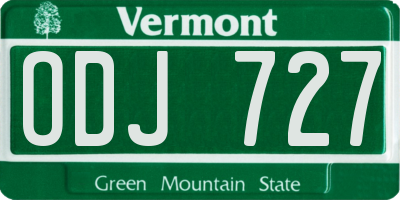 VT license plate ODJ727