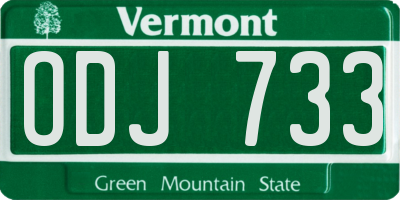 VT license plate ODJ733