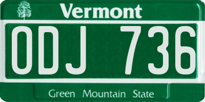 VT license plate ODJ736