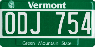 VT license plate ODJ754