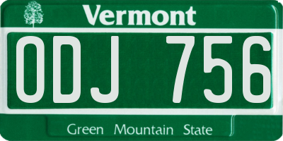 VT license plate ODJ756