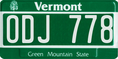 VT license plate ODJ778