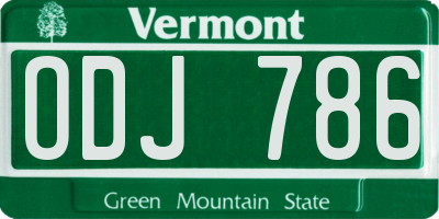 VT license plate ODJ786