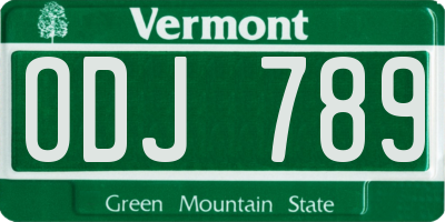 VT license plate ODJ789