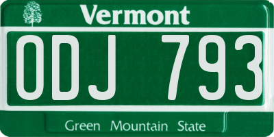 VT license plate ODJ793