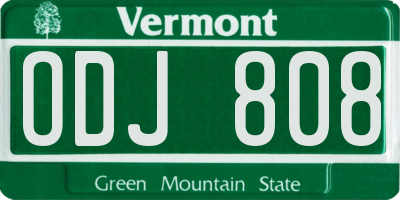 VT license plate ODJ808