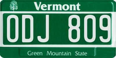 VT license plate ODJ809