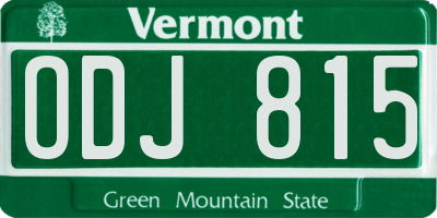 VT license plate ODJ815