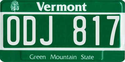 VT license plate ODJ817