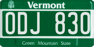 VT license plate ODJ830