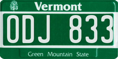 VT license plate ODJ833