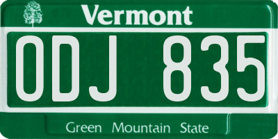 VT license plate ODJ835